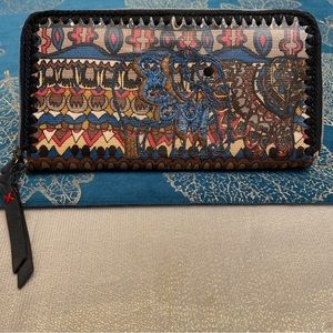 Sakroots Artist Circle Elephant Embroidered Zip Wallet Diane Barcelowsky Boho